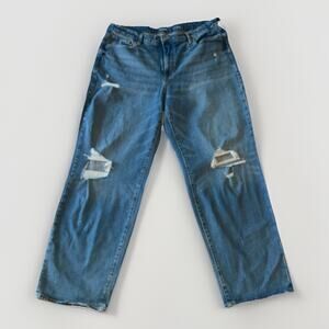 Womens Old Navy OG Loose High Rise Blue Jeans, Size 18 Regular Distressed NWT